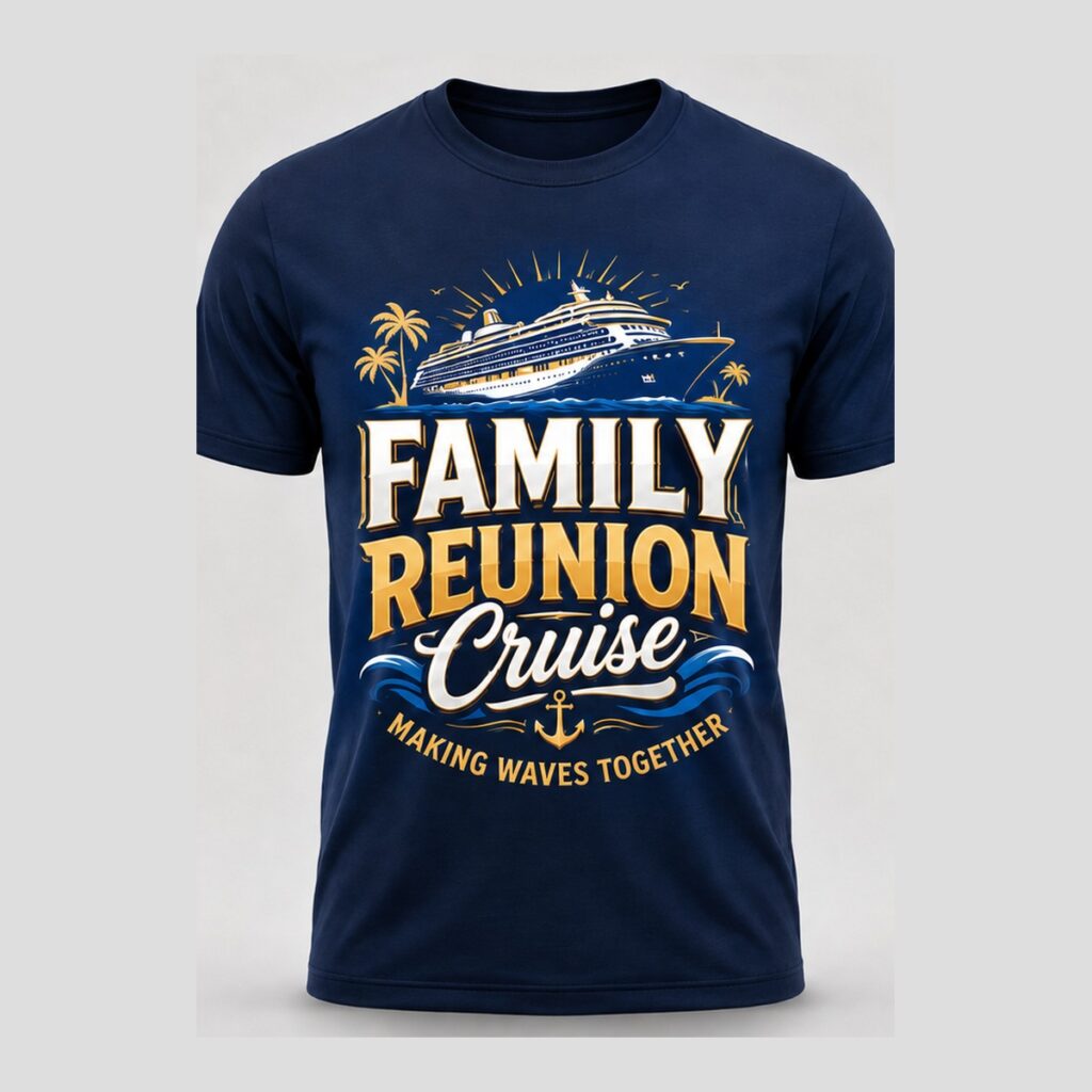 Navy Family Reunion Cruise t-shirt with cruise ship and Making Waves Together design