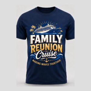 Navy Family Reunion Cruise t-shirt with cruise ship and Making Waves Together design